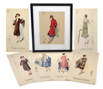 Fashion illustrations from the monthly "Wiener Chic", - Umění a starožitnosti