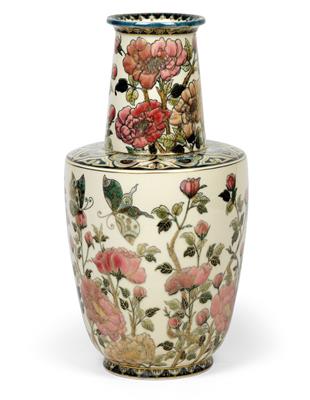 A vase, Zsolnay, Pécs ca. 1882-85 - Clocks, Asian Art, Metalwork, Faience, Folk Art, Sculpture