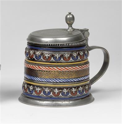 A tankard (Walzenkrug), Dippoldiswalde (previously attributed to Annaberg) Late 17th cent. - Clocks, Asian Art, Metalwork, Faience, Folk Art, Sculpture