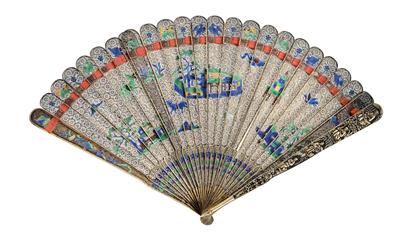 A Chinese silver brisé fan, late 18th cent. - Antiquariato