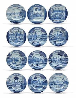 A complete set of 12 month-of-the-year plates, De Porceleyne Bijl, Delft 18th/19th cent. - Antiques