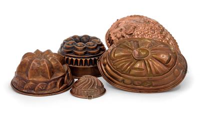 A set of baking, pie or aspic moulds, - Antiques