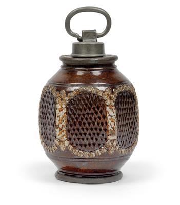 A screw-top stoneware jar, Bunzlau, 17th cent. - Antiquariato