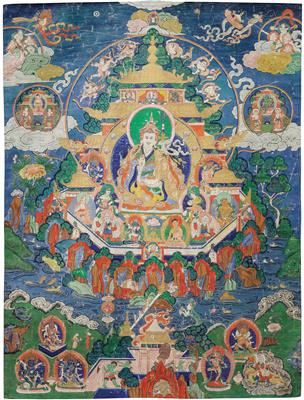 A thangka ‘The southwestern paradise of Padmasambhava’, Tibet, 19th/20th cent., Nyingma Tradition - Antiquariato