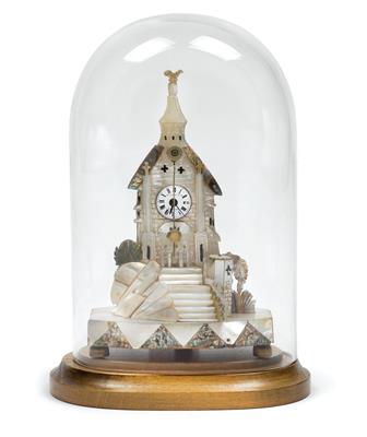 A mother-of-pearl "Zappler" animated clock from Vienna - Antiquariato
