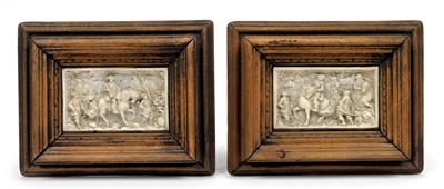 Two relief plates, - Antiquariato