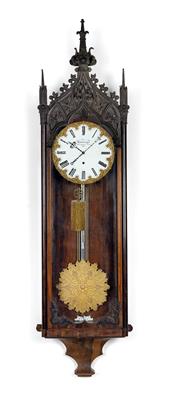 A large Neogothic wall pendulum clock, with 1-month power reserve - Umění a starožitnosti