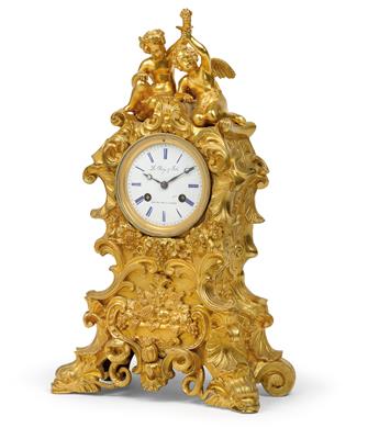 A Neo-rococo bronze mantelpiece clock - Antiques