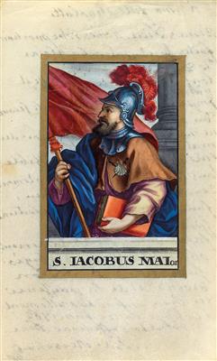 A picture on vellum, St Jacobus Maioris, - Antiquariato