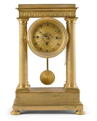 A Biedermeier Bronze Portico Clock from Austria - Antiques (Clocks, Asian Art, Metalwork, Faience, Folk Art, Sculpture)