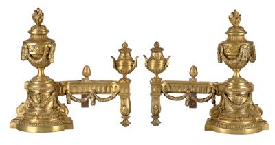 Paar Kaminböcke, - Antiquitäten (Uhren, Metallarbeiten, Asiatika, Fayencen, Skulpturen, Textilien, Volkskunst)