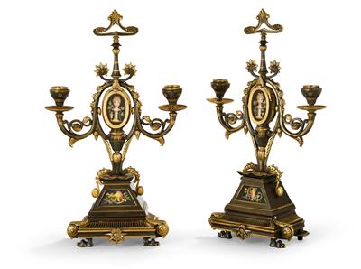 A Pair of Two-Light Candleholders from Paris, - Antiquariato
