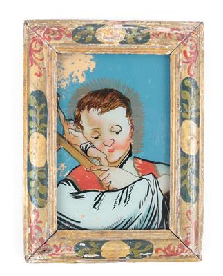 A Reverse Glass Painting, St. Aloisius, - Starožitnosti