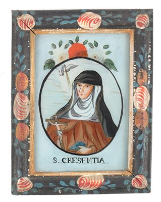 A Reverse Glass Painting, St. Cresentia, - Antiquariato