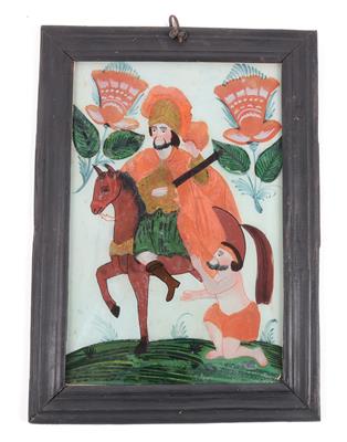 A Reverse Glass Painting, St. Martin, - Antiques (Clocks, Asian Art, Metalwork, Faience, Folk Art, Sculpture)