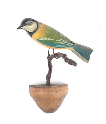 A Viechtau Bird (Great Tit), - Antiques (Clocks, Asian Art, Metalwork, Faience, Folk Art, Sculpture)