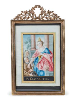 Pergamentbild, S. Elisabetha, - Asiatika, Antiquitäten und Möbel - Teil 1