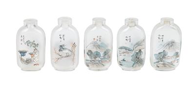 A Set of 10 Snuff Bottles, China, Dated Yiwei Year (1895), - Works of Art - Part 1