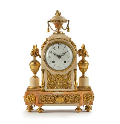A Small Louis XVI Marble Mantel Clock, - Starožitnosti a nábytek