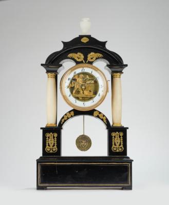 Biedermeier Kommodenuhr mit Automat, - Clocks