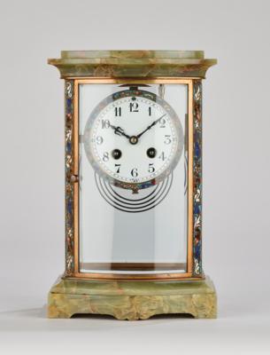 Französische Onyx-Cloisonné Kaminuhr, "Japy frères", - Orologi