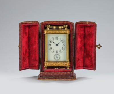 Französischer Reisewecker mit Etui, - Clocks