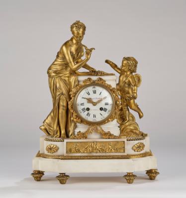 Neoklassizismus Ormolu Kaminuhr "Amor und Venus", "Etienne Maxant, Paris", - Orologi