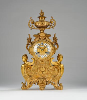 Pariser Eklektizismus Bronzekaminuhr "Philippe Fab. t, Palais Royal", - Orologi