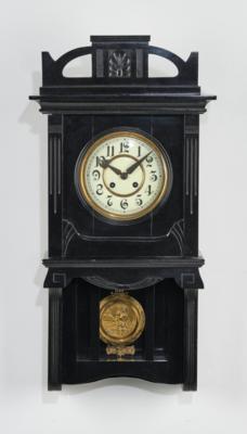 Jugendstil Wandpendeluhr, Federzug Wochenwerk "Kienzle", - Clocks