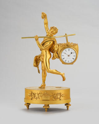 Kleine Bronze Tischuhr "Dionysos", - Clocks