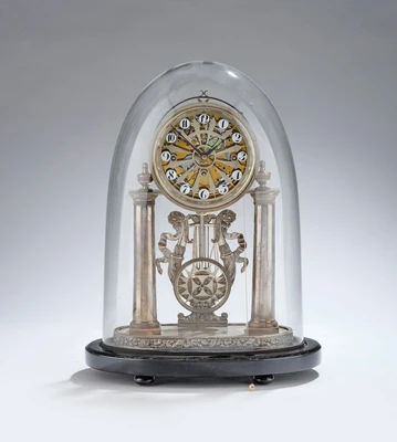 Skelettierte Biedermeier Jubiläumsuhr, - Clocks