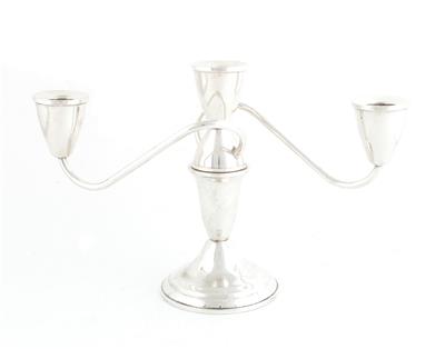Dreiflammiger Silber Kerzenleuchter, - Antiquitäten
