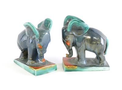 Paar Elefanten-Buchstützen, - Antiquitäten