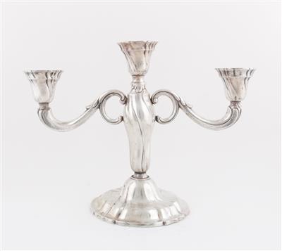 Deutscher dreiflammiger Silber Kerzenleuchter, - Antiques