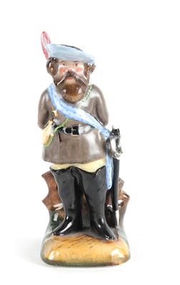 Zigarrenhalter in Form eines Mannes mit Hut und Schwert, - Antiquariato