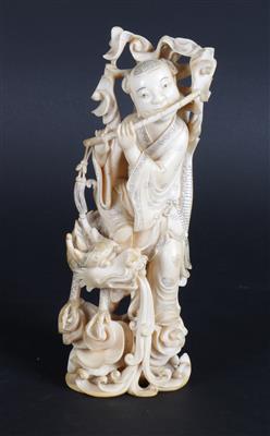 Lan Caihe mit Flöte auf Drachen, - Antiques