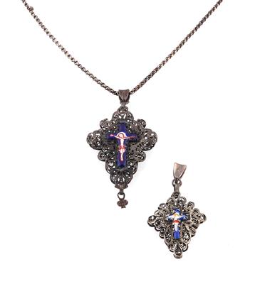 Zwei Rosenkranz Kreuzanhänger, - Antiquitäten