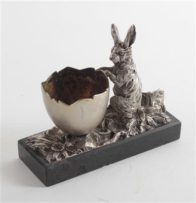 Deutscher Silber Eierbecher mit Hase, - Silver