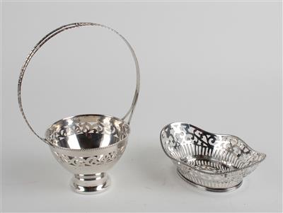 Ungarische Silber Schale und Henkelkörbchen, - Silber