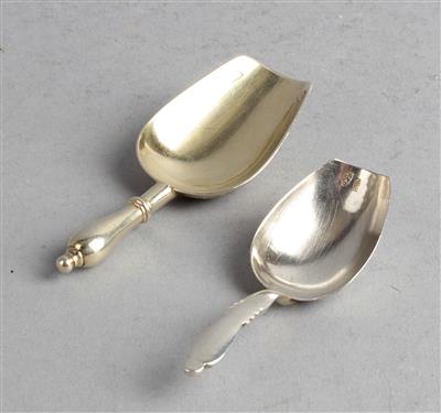 2 russische Silber Zuckerlöffel, - Stříbro