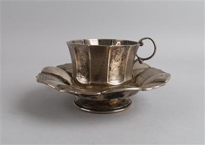 Wiener Silber Tasse mit Untertasse, - Silver