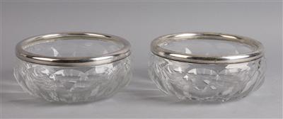Paar Glasschalen mit Silbermontierung, - Argenti