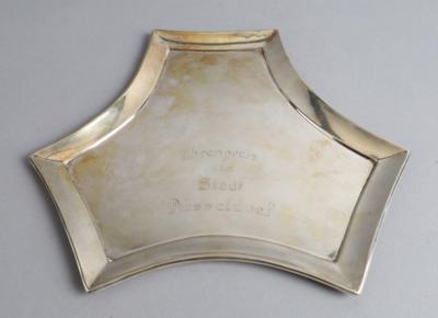 Deutsche Silber Platte - "Ehrenpreis der Stadt Düsseldorf", - Silver