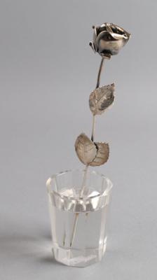Italienische Silber Rose in Glas, - Silver