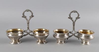 Paar französische Silber Doppelgewürzschälchen, - Silber