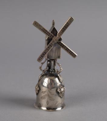 Niederländisches Stamperl mit Windmühle, - Silber