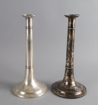 Paar Wiener Frühbiedermeier Silber Kerzenleuchter, - Silver