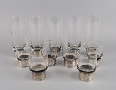 Gläsergarnitur mit Silbermontierung, - Stříbro