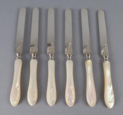 6 französische Buttermesser, - Silver