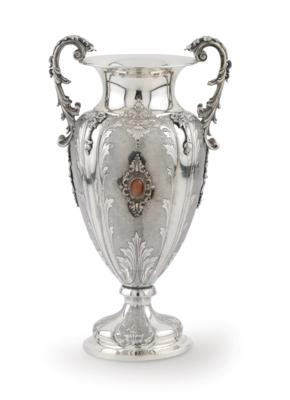 Italienische Vase mit Achatcabochons, - Silver